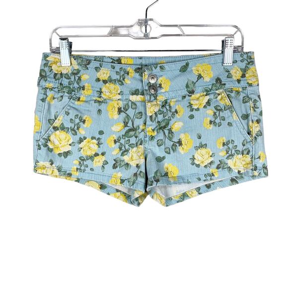 dELiA*s Pants - Delia’s Floral Jean Shorts Blue Yellow Flowers Denim Low Rise Junior's 3